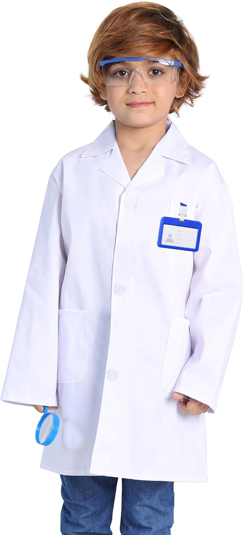 TOGROP 4Pcs Doctor Scientist Lab Costume for Kids Role Play Thick White Coat Birthday Party Gift 2-12 Years image number 2