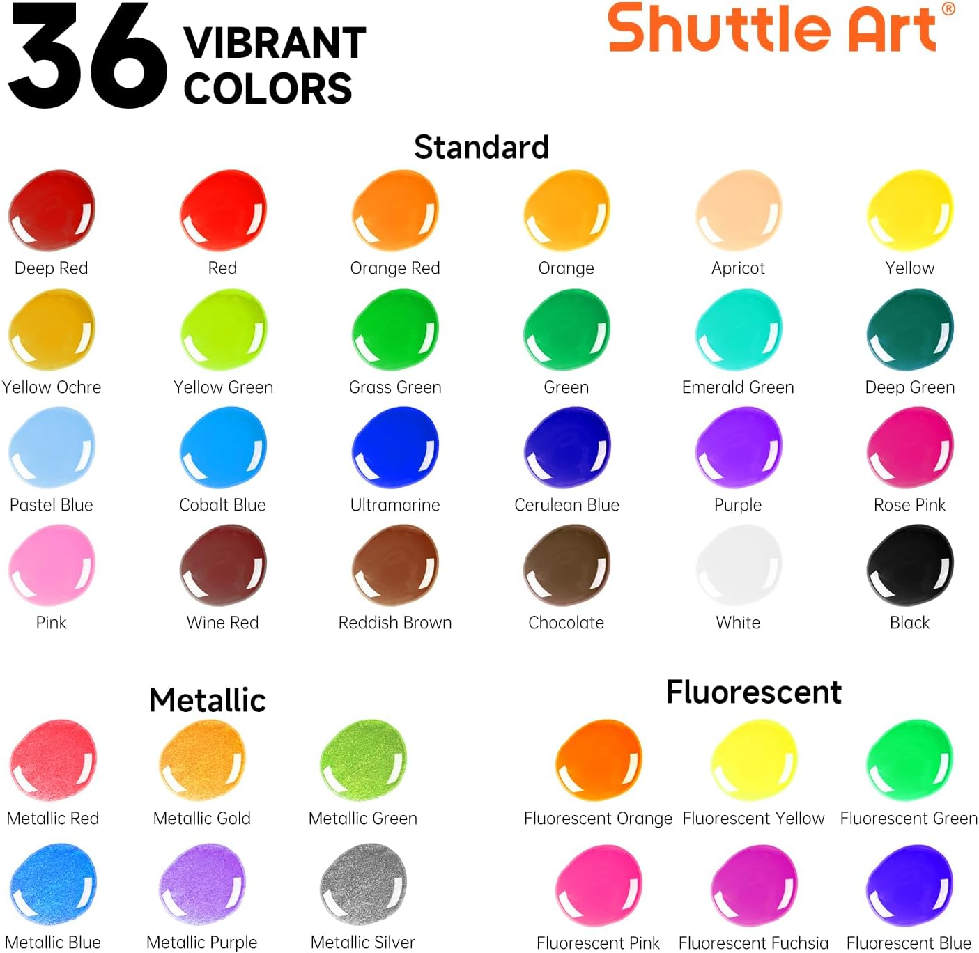 Shuttle Art Washable Finger Paint, 44 Pack Kids Paint Set with 36 Colours Finger Paints(30Ml, 1Oz) for Toddlers, Paint Brushes, Finger Paint Paper Pad, Palette, Non Toxic for Kids Art & Craft image number 3