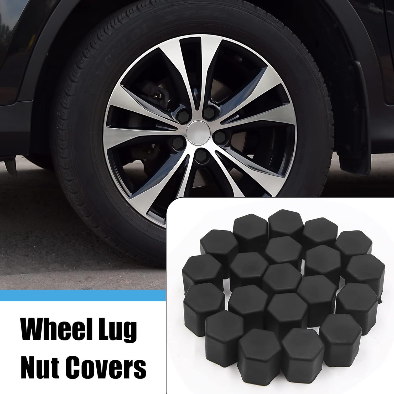 Uxcell 20Pcs 15Mm Rubber Car Wheel Tire Tyre Nut Screw Lug Dust Cover Caps Hub Protector Black Universal Replacement image number 4