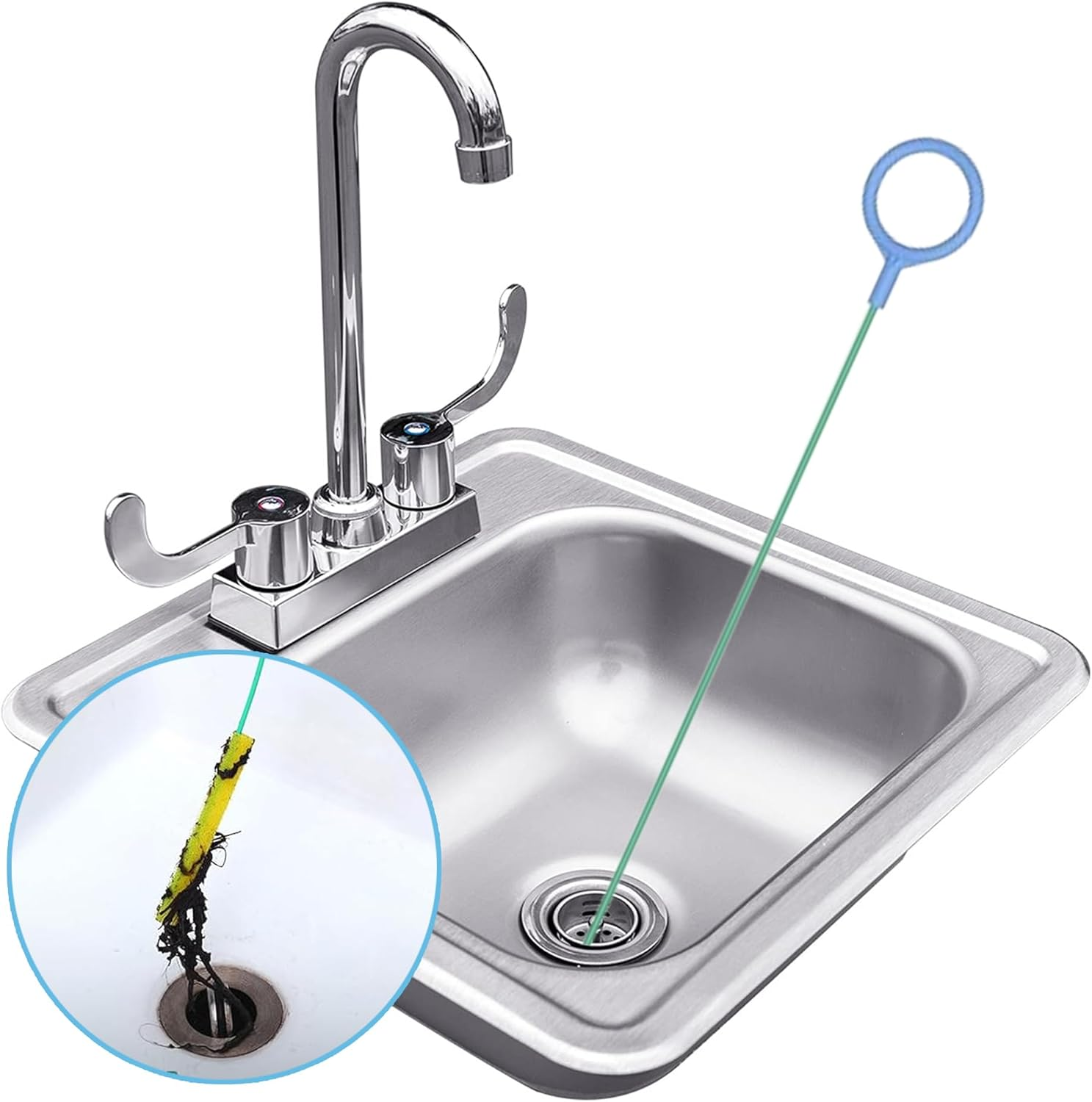 Drain Cleaner Spiral Pack of 5, Drain Spiral Sink Cleaning Hooks, Cleaning Spiral Drain Hair Clog Tool, Drain Clog Remover, for Sink Bathtub Sewers