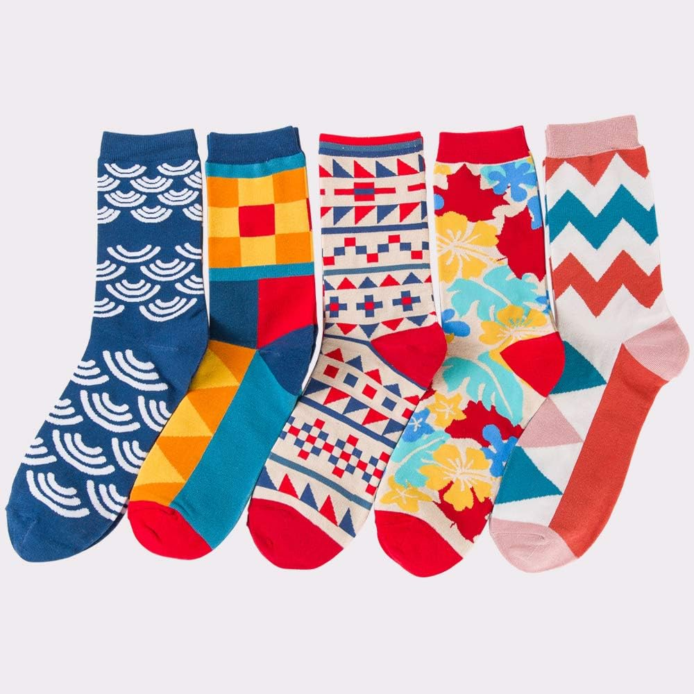 EASE LEAP Mens Dress Socks Funny Colorful Patterned Hosiery Funky Novelty Crew Cotton Socks for Women with Gift Box Size 11-14 image number 5