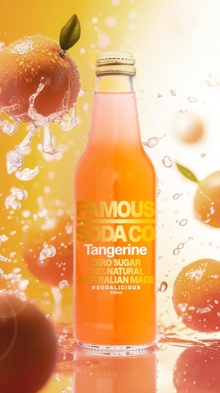 Famous Soda Co Tangerine Soda 330 Ml (Pack of 6) image number 1