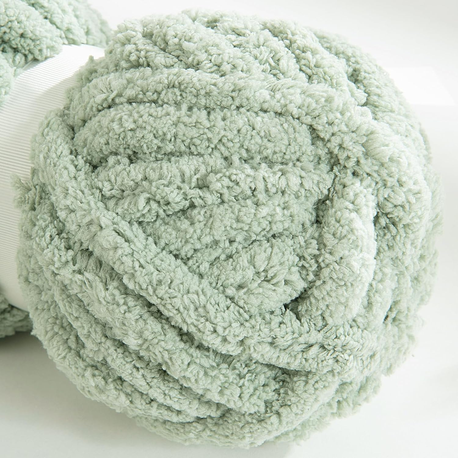 HOMBYS Sage Green Chunky Chenille Yarn for Hand Knitting,Fluffy Soft Jumbo Yarn Crocheting,Super Bulky Big Yarn for Chunky Blanket,Large Thick Arm Knitting Yarn,8 Pack Plush Yarn