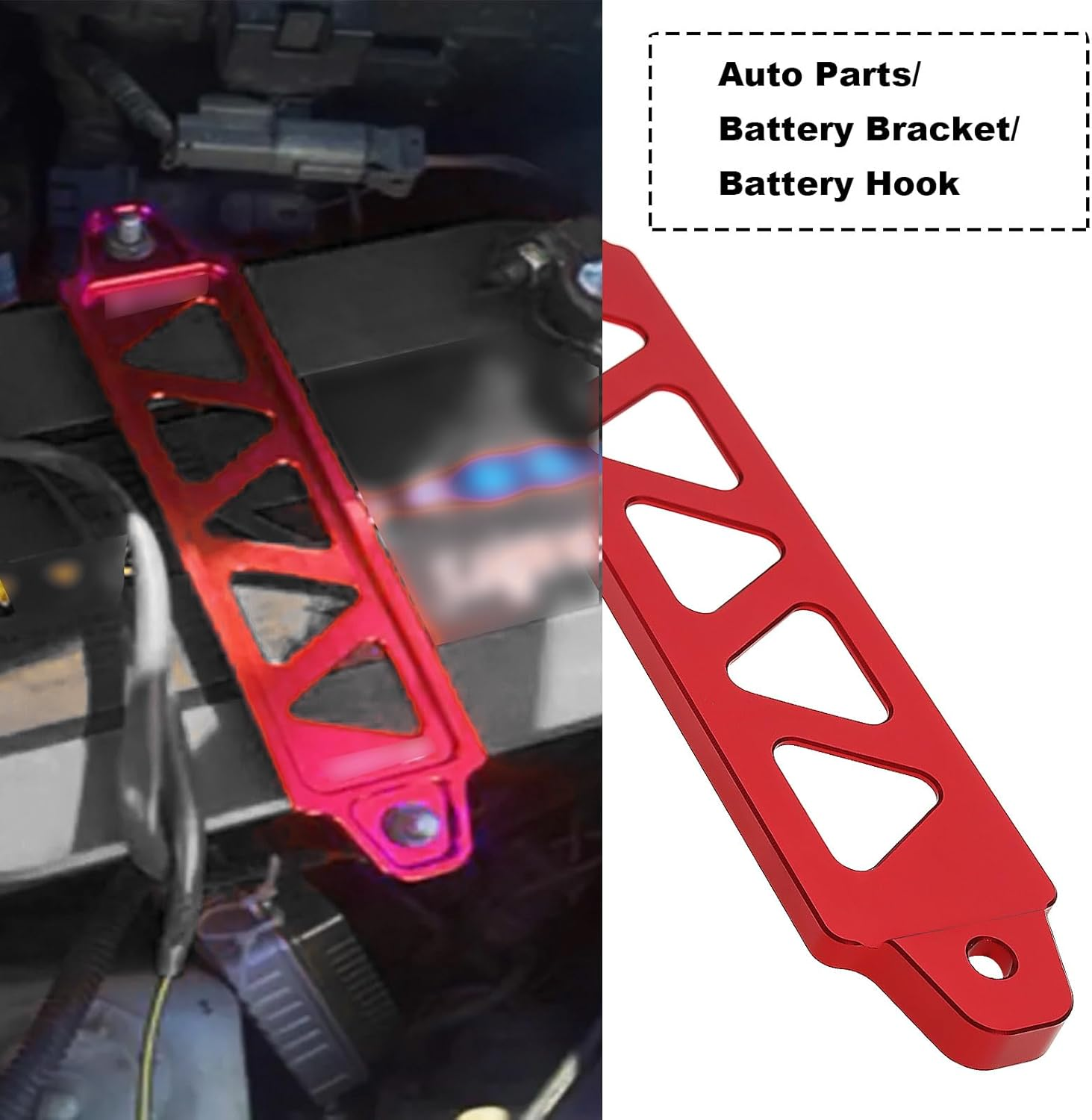 1 Set Five Holes Triangle Fixing Bracket Five Holes Triangle Stand Car Battery Holder Car Battery Retaining Bracket Automotive Battery Tie down Bracket, Red