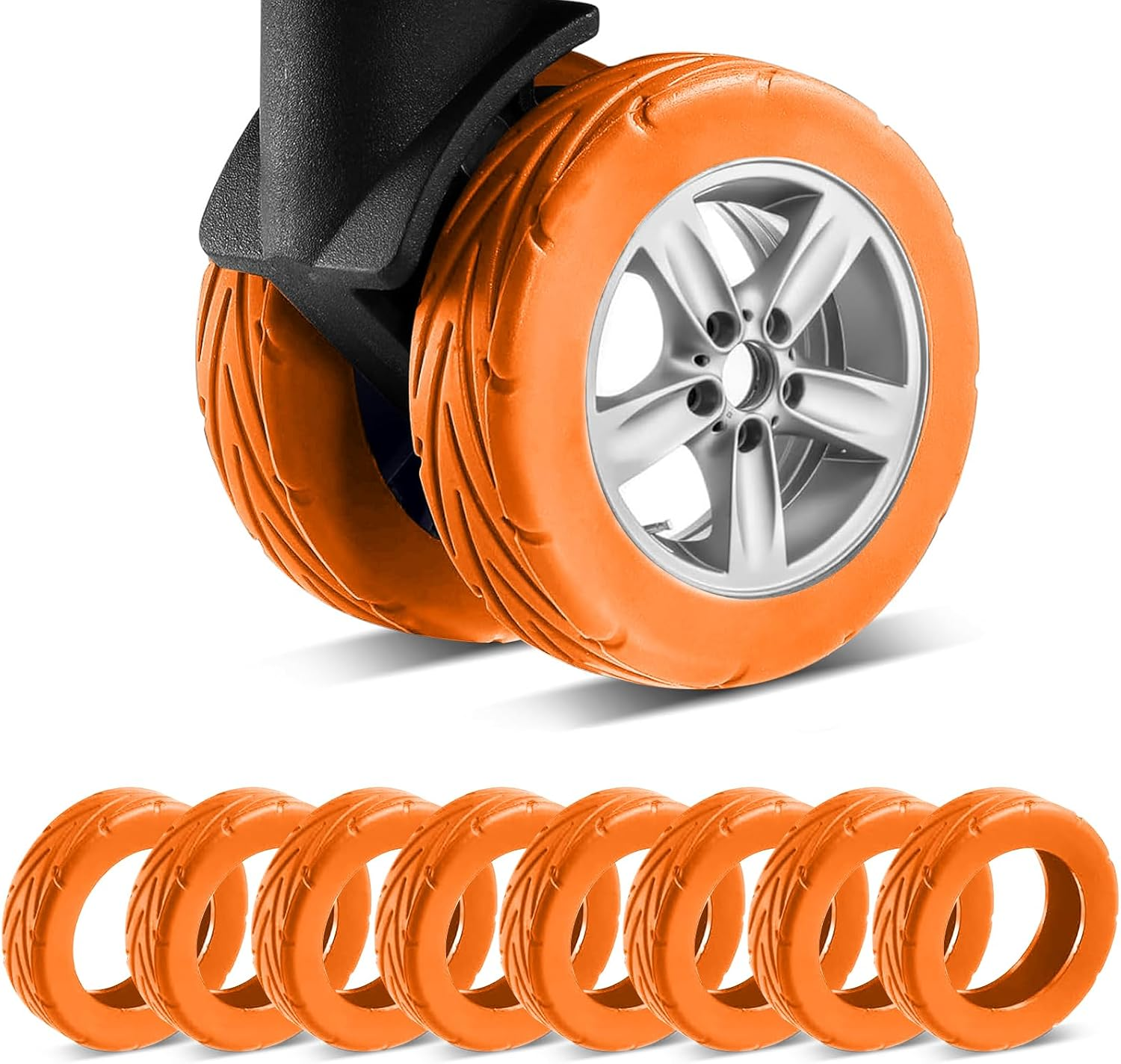 8 Pcs Upgrade Luggage Wheel Covers for Carry-On Suitcases-H HOME-MART Wear-Resistant Trolley Caster Case, Anti-Noise Suitcase Wheel Protectors for 2-2.4" Spinner Wheels (Blue)