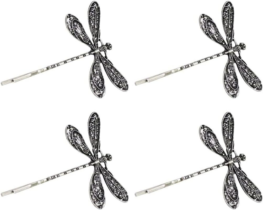 4 Pcs Silver Dragonfly Hair Clip,Wedding Retro Antique Barrette,Bridal Headdress Head Wear Styling Hair Accessories for Girls Ladies Bobby Pins Hair Pins French Hair Styling Hair Accessories image number 6