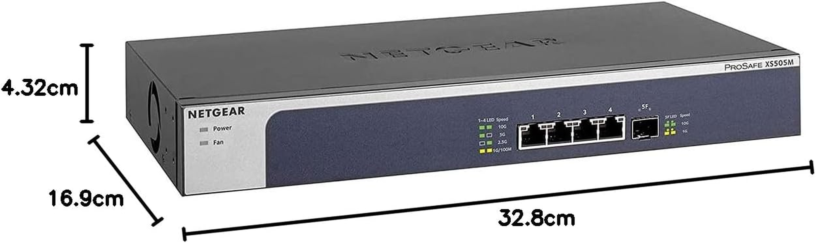 Netgear XS505M 5-Port 10Gbe Multi-Gigabit Ethernet LAN Switch (With 1X 10G-SFP+, Desktop or 19 Inch Rack Mounting), Black, Grey image number 1