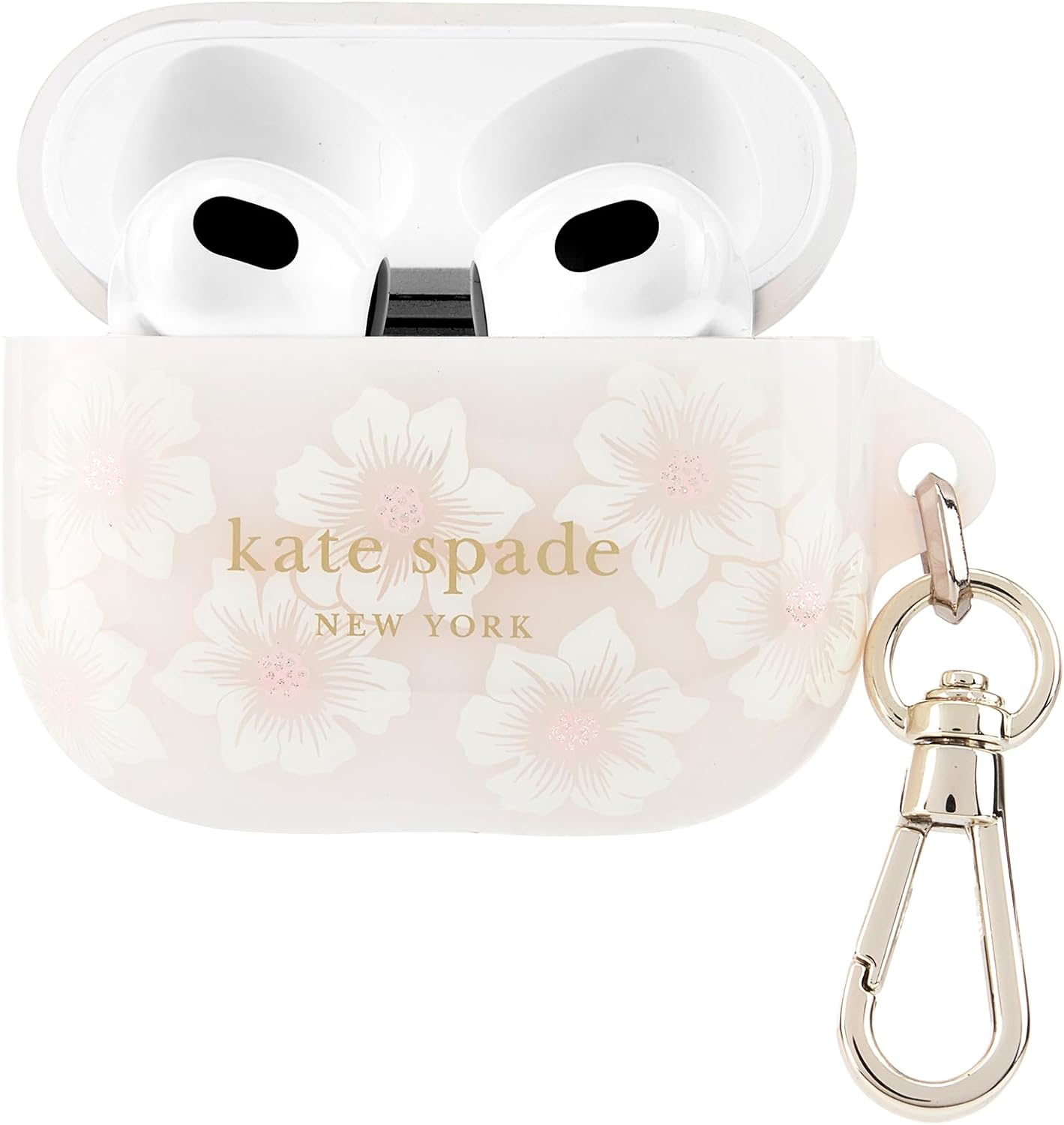 Kate Spade New York Airpods Protective Case with Keychain Ring - Hollyhock Cream, Compatible with Airpods 3Rd Generation image number 6