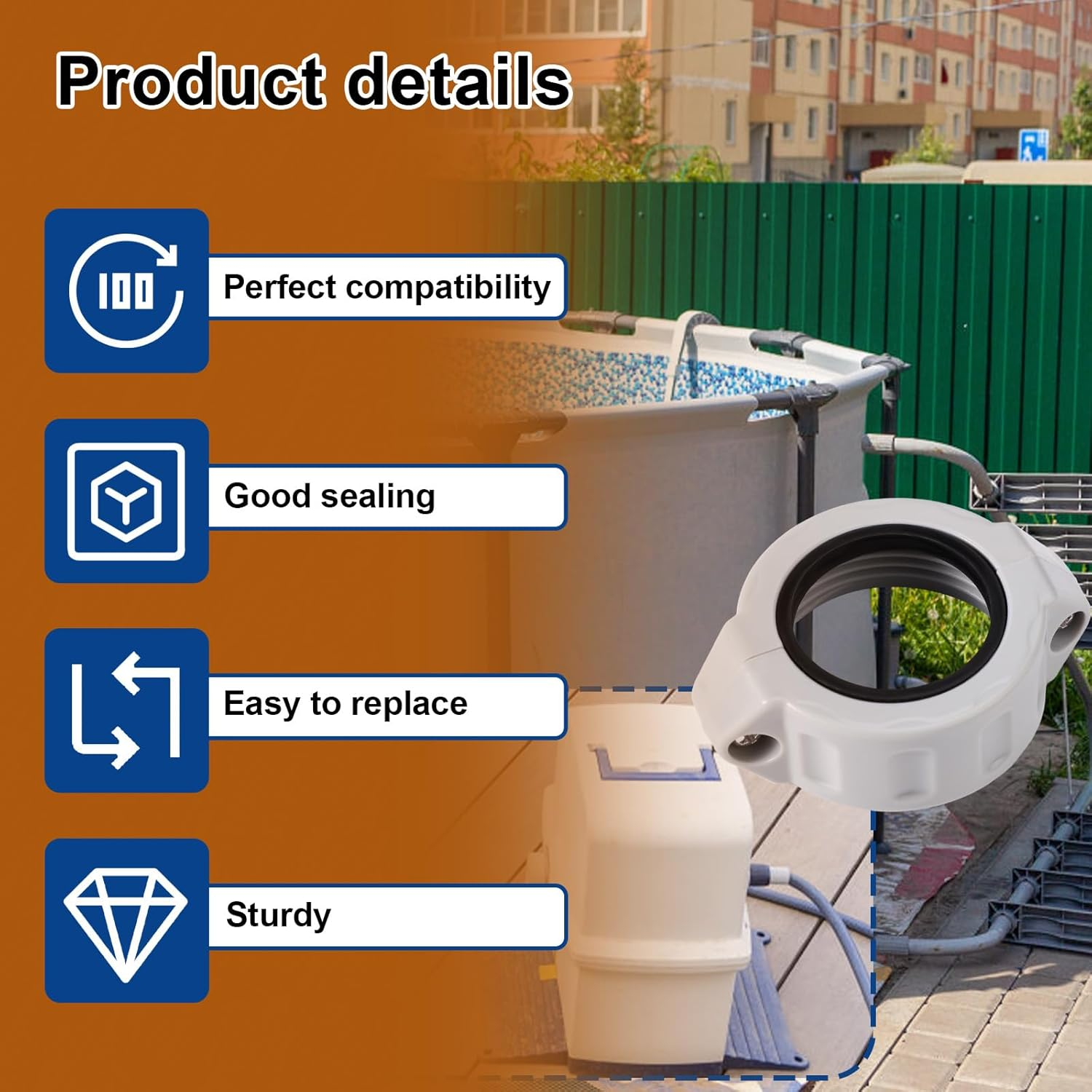 Lyreh Coupling Pump Inflation Adapter for Coleman, Premium ABS Plastic Screw Rubber Seal O Ring P61514 Ideal Accessories Compatible with Coleman Lay-Z-Spa Perfect Replacement for Saluspa image number 6