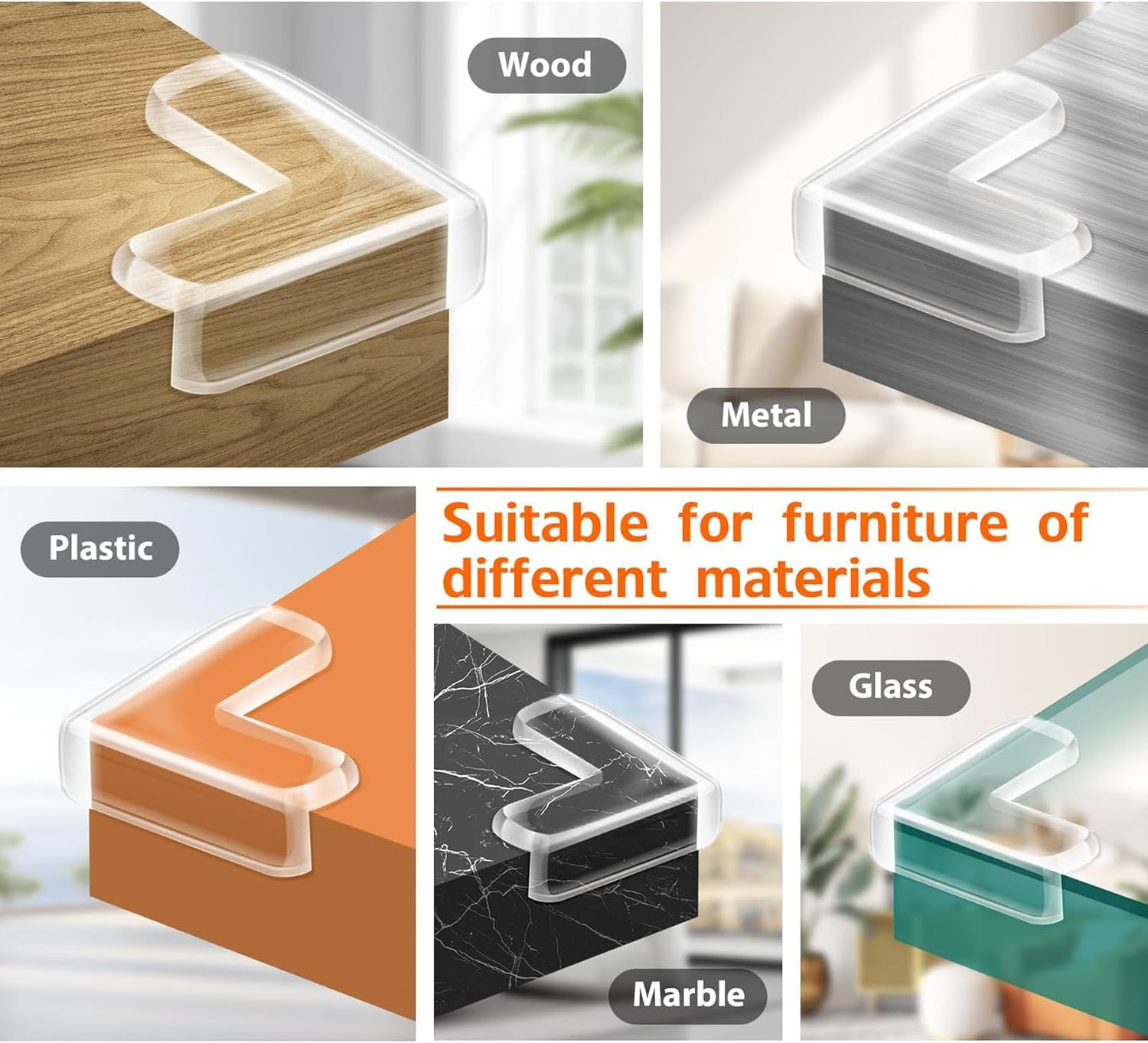 12 Pack Corner Protector for Baby, Clear Furniture Corner Guard & Edge Safety Bumpers for Table Edges & Sharp Corners - Baby Proofing (L Shape) image number 1