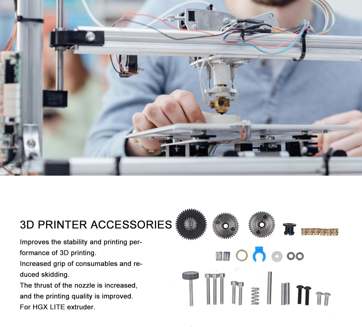 Viagasafamido Extrusion Head Accessories, Compatible with HGX LITE Extruder, Improve Efficiency, Stable, Small and Light, 3D Printer Extruder Parts Kit, Applicable for Various image number 3