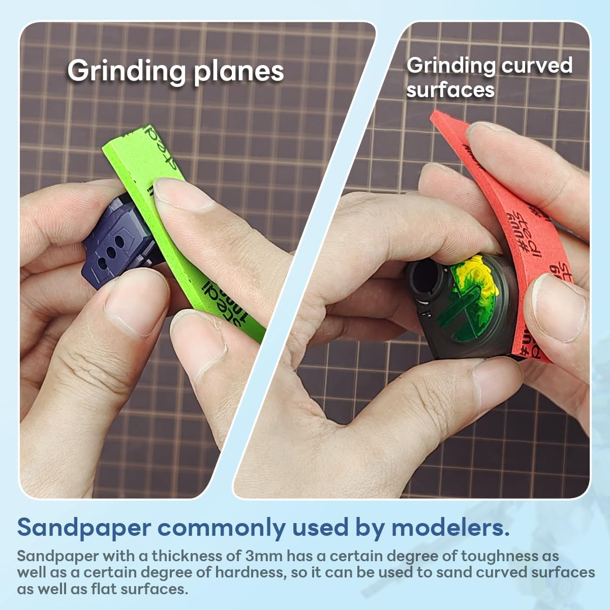 Stedi Sanding Sponge for Model Gundam Building,3Mm Hobby Model Tools Hand Sanding Block Waterproof Wet Dry Reuse #400#600#800 Grit Sandpaper, 30 Sheets image number 1