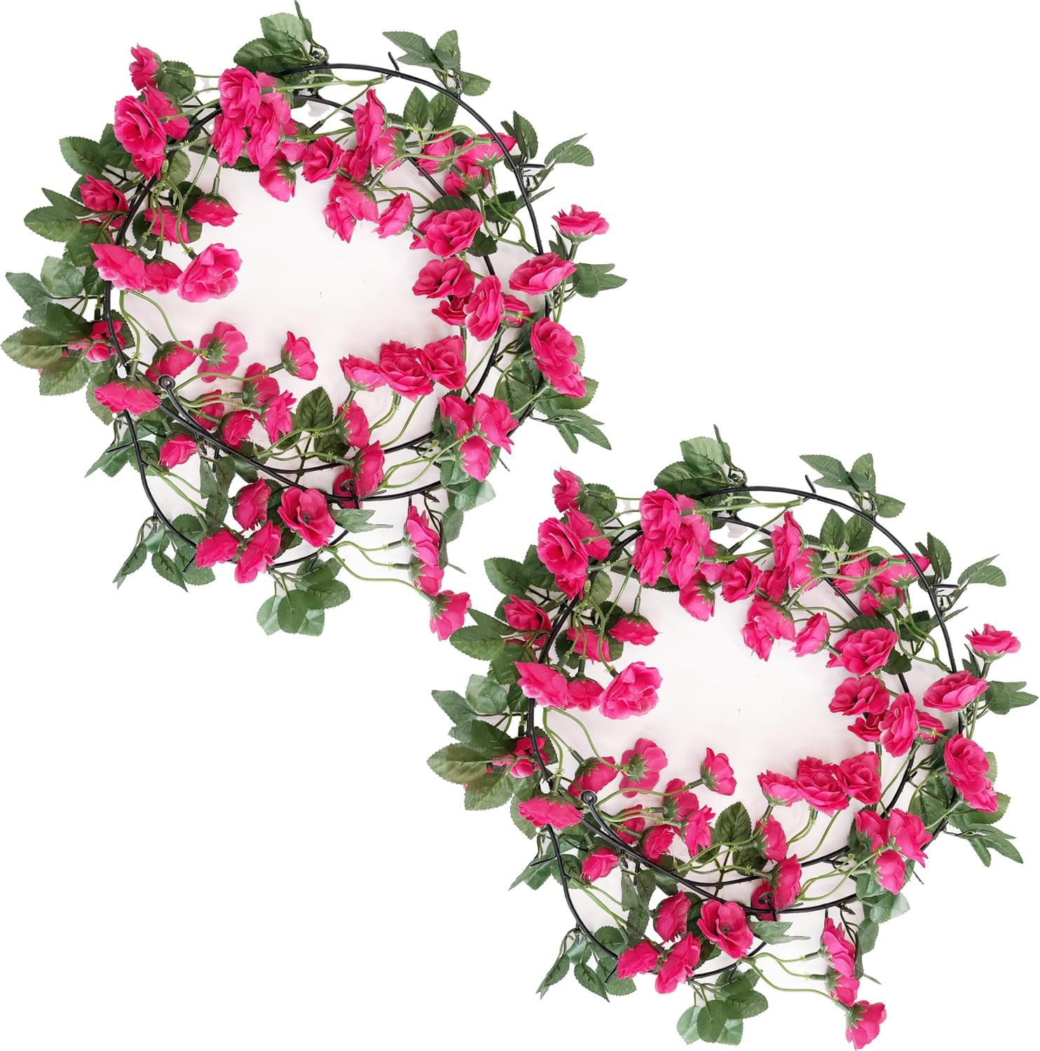 KEAIDUO 2 Pack 6Ft Artificial Fake Rose Garland Vines Hanging Silk Flowers for Outdoor Indoor Wedding Wall Badroom Decoration Rose Red image number 4