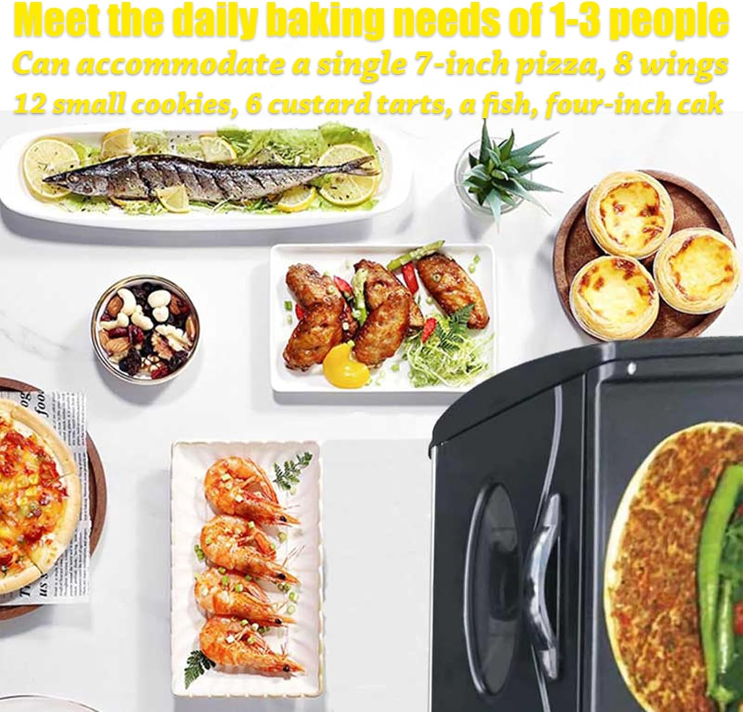 2-In-1 Tandoor Oven Mini, 12L Pizza Chapati Roti Lahmacun Manakish Naan Bread Maker with Bake Tray/Bake Rack/Tray Handle, for Takeaway Kitchen Appliance image number 1