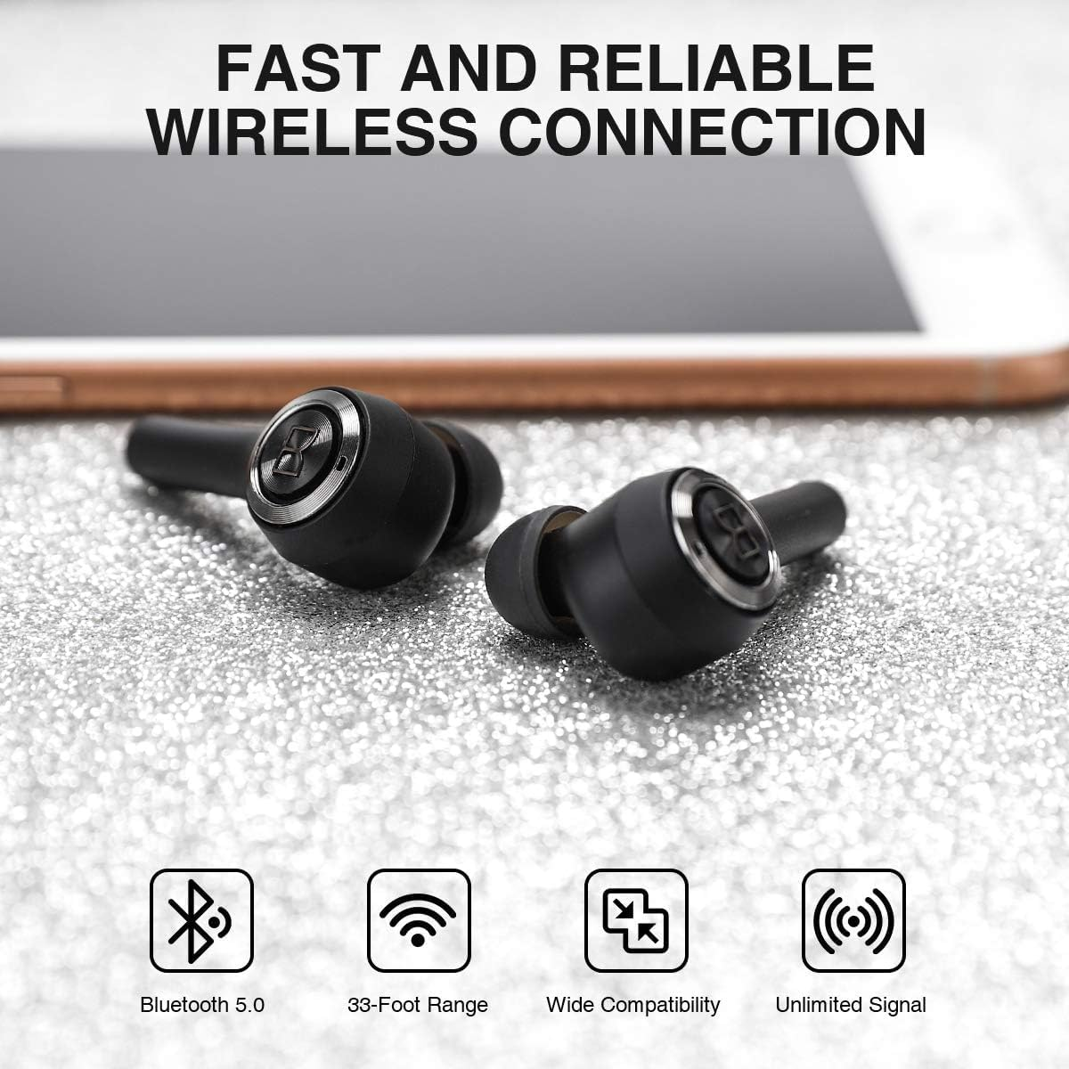 Monster MH21901 137146-00 Clarity 102 Bluetooth Headphones In-Ear Headset, Sweat-Resistant, Water-Repellent, One Size, Black image number 1