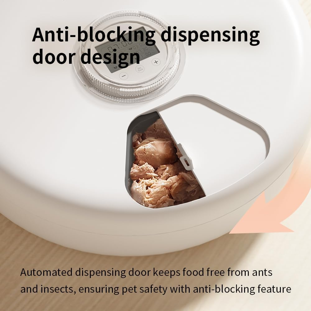 Automatic Cat Feeder Wet Food: Cordless Dog Feed Dispenser - Small Pet Fresh Food Refrigerated Container with 2 Ice Packs - Programmable Timer AA Battery Powered Kitten Feeding Bowls - 6 Meals per Day image number 2