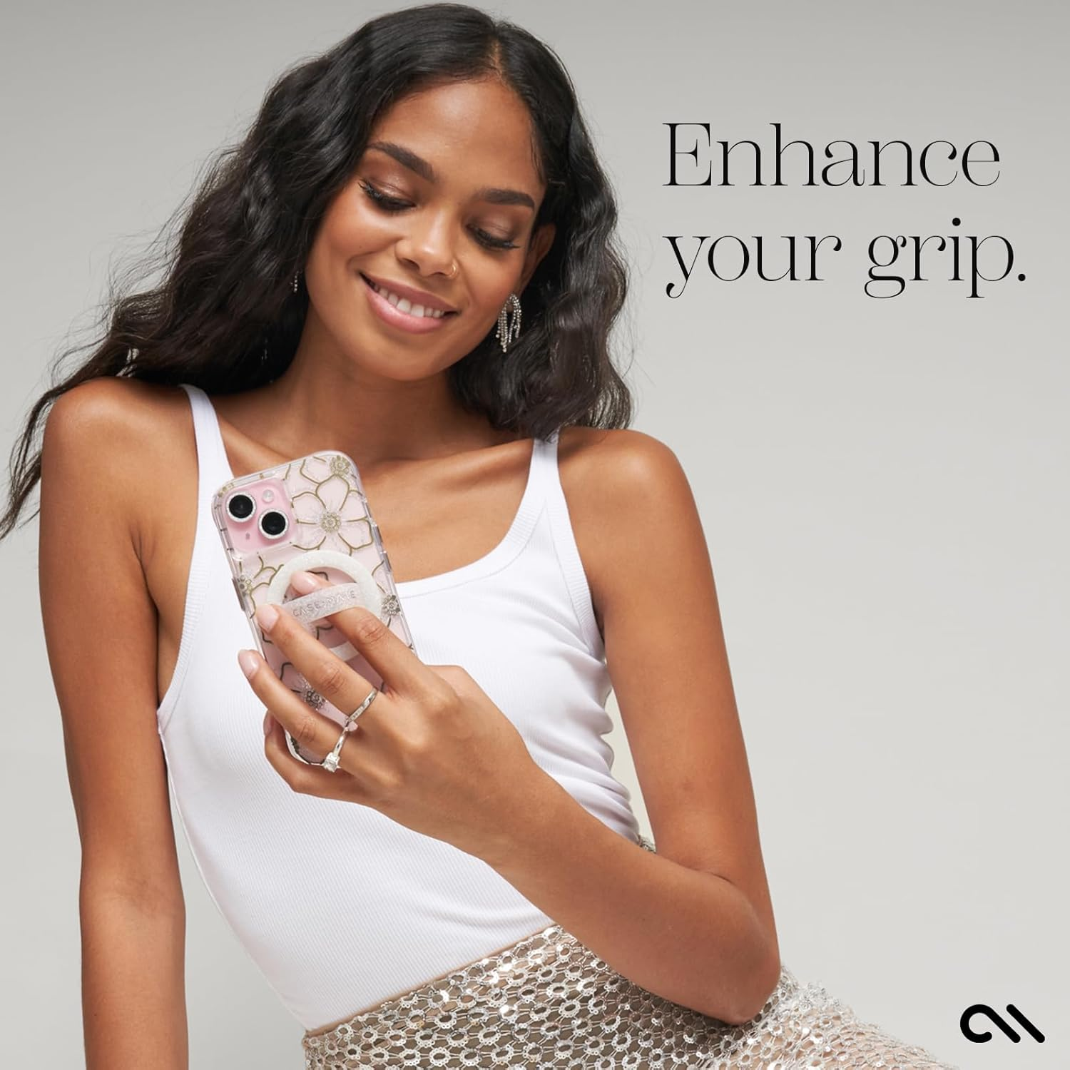 Case-Mate Magnetic Phone Grip (Loop Grip) - Magnetic Phone Ring Holder - Removable Soft Magsafe Iphone Holder - for Iphone 14 Pro Max / 14 Pro / 14 plus / 14/13 Pro Max / 13 Pro / 13/12 - Sparkle - Mother Of Pearl image number 6