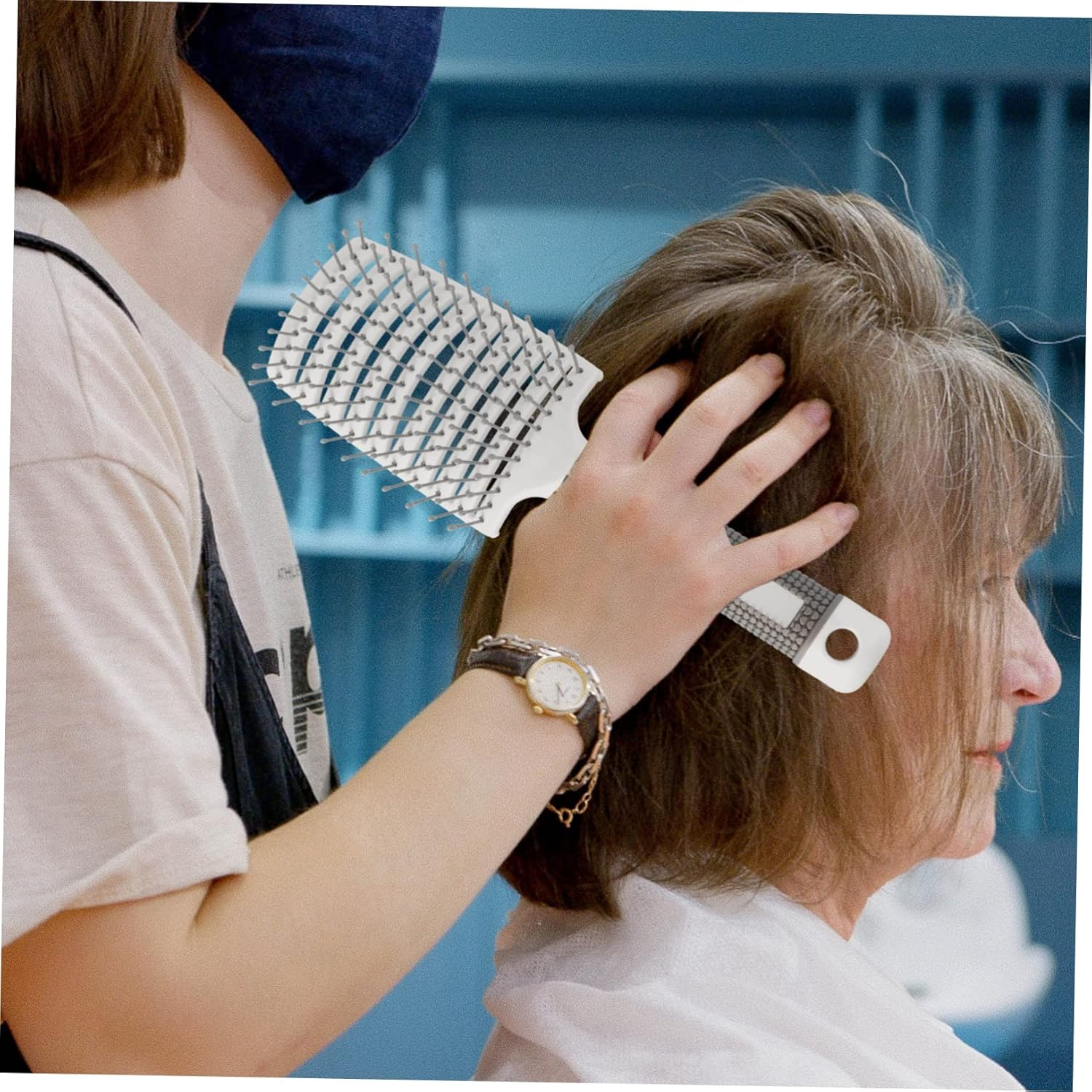 HAPINARY Ergonomic Handle Hair Straightening Comb Portable Scalp Massager Brush Comb Random Color image number 3