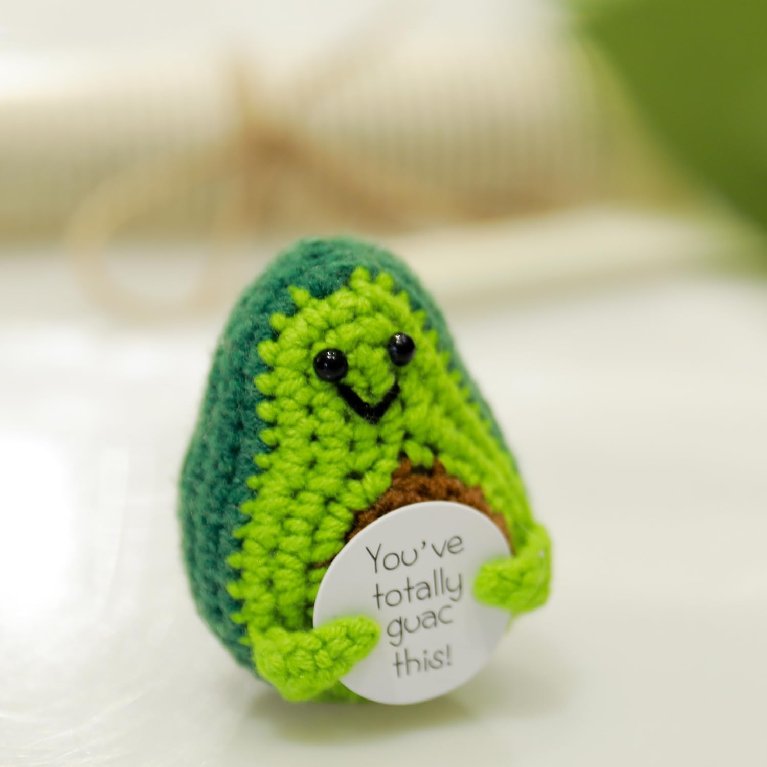 Handmade Funny Positive Avocado Crochet Stuffed Crafts Amigurumi Plush Emotional Support for Birthday Gifts Encouragement Funny Gag Gifts