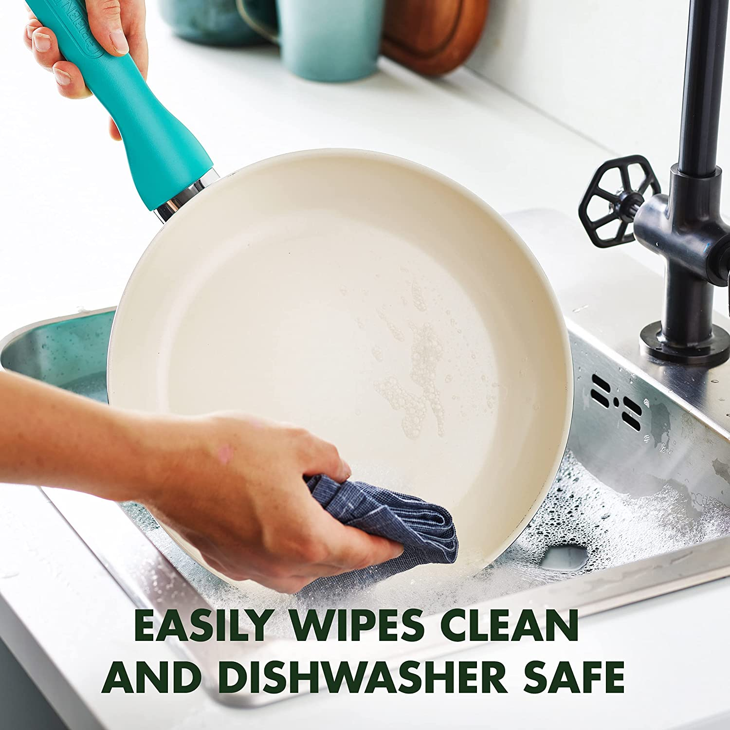 Greenpan Rio Healthy Ceramic Nonstick 10" Frying Pan Skillet, Pfas-Free, Dishwasher Safe, Turquoise image number 6