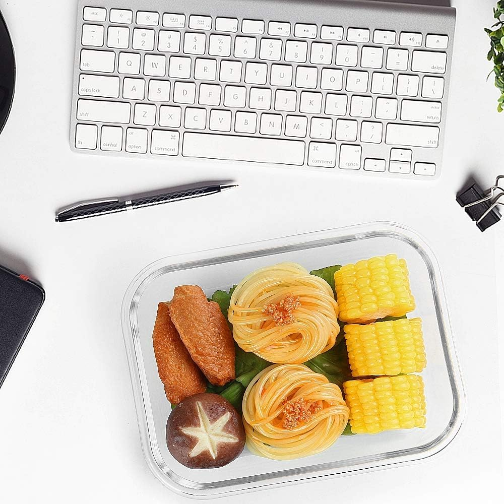 10-Pack Glass Meal Prep Containers with Lids, MOTYYA Food Storage Containers with Snap Locking Lids, Airtight Lunch Containers, Microwave, Oven, Freezer and Dishwasher, Green