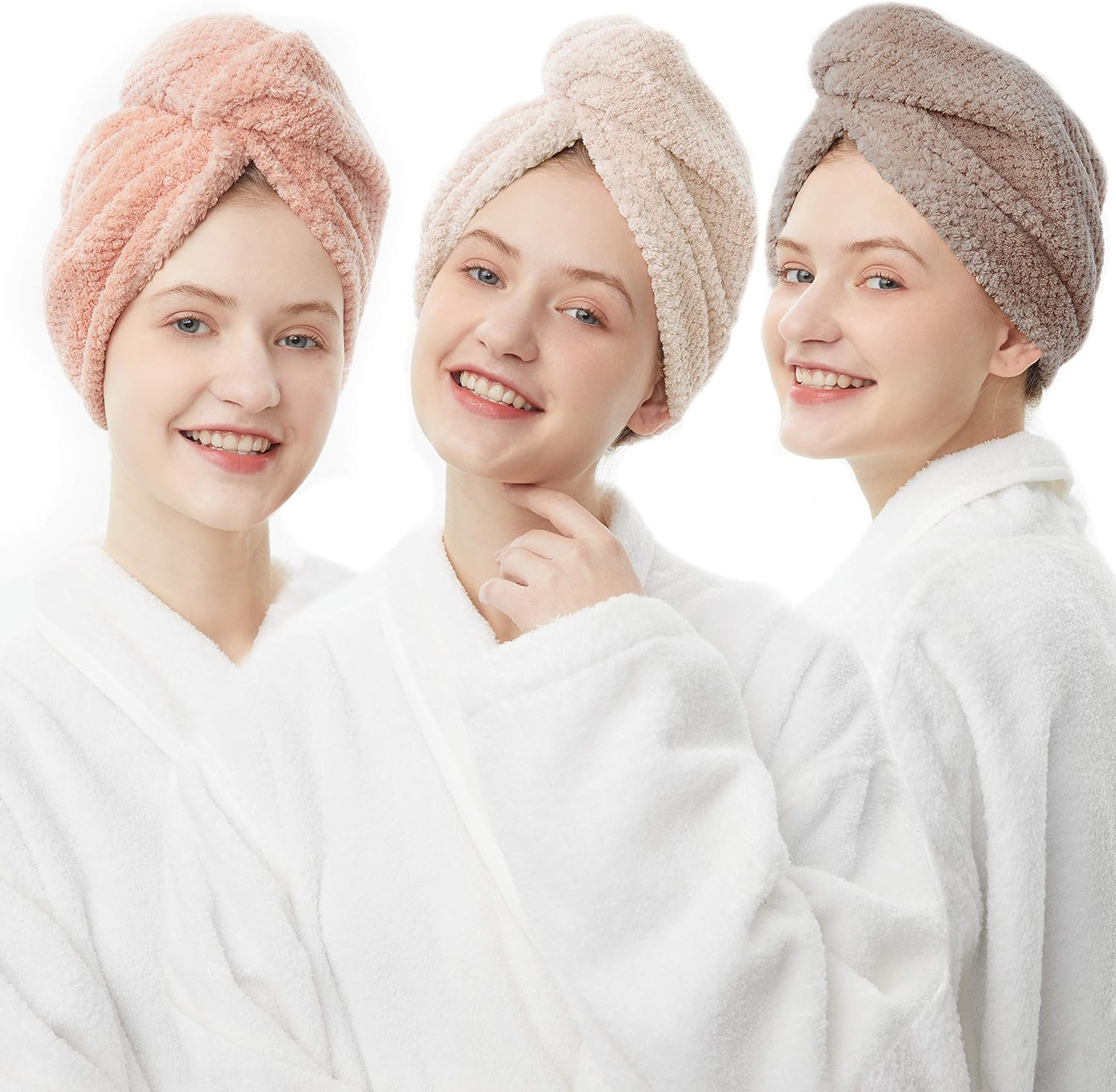 ELLEWIN Microfiber Hair Towel Wrap for Kids Girls 2 Pack Turban Drying Women Set Absorbent Quick Dry Twisty anti Frizz Curly Long Thick (Mermaid) Galaxy&Multicolor-Normal-2Pack One Size