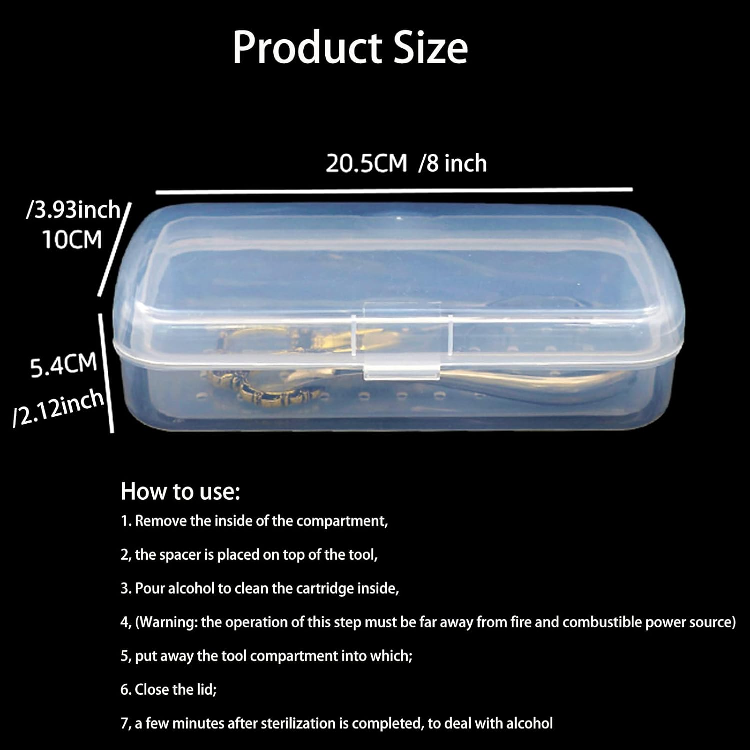 LXIANGN Nail Tool Sterilizer Box, Plastic Sterilization Tray for Tweezer, Nail Tools, Hair Salon, Eyelash Extensions, Nail Implement for Esthetician (Transparent) image number 3