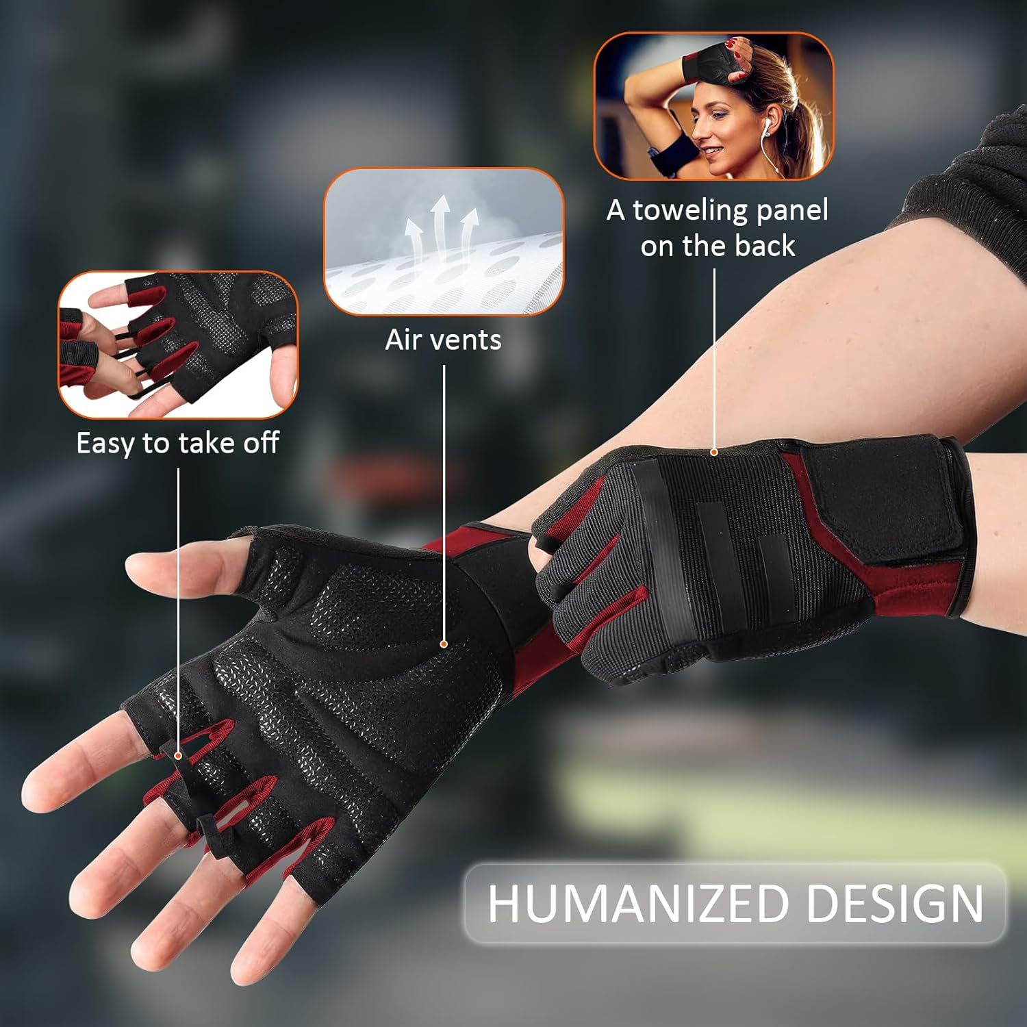 LEFAFA Workout Gloves for Men and Women, Weight Lifting Gloves with Excellent Grip, Lightweight Gym Gloves for Weightlifting, Cycling, Exercise, Training, Pull Ups, Fitness, Climbing image number 3