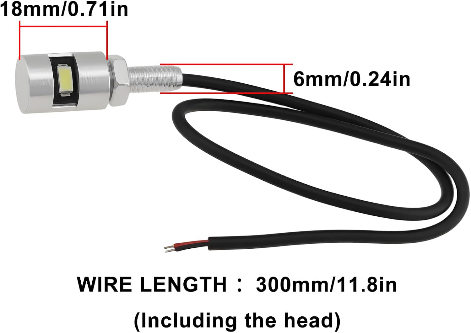 2Pcs 12V M6 round Metal Motorcycle LED License Plate Lights for Most Motorcycles Scooters Cars Trailers image number 3