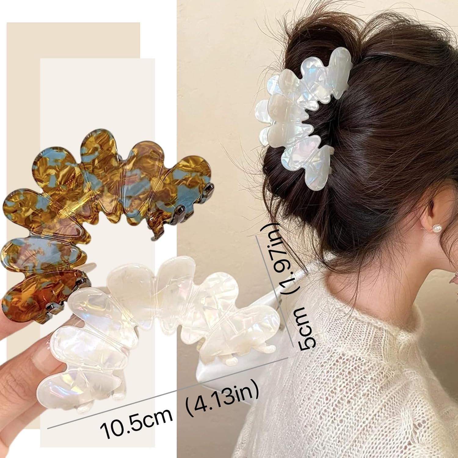 Ypkia Pack of 2 Hair Clips with Petals Large Acetate Hair Clips Women'S Elegant Hair Clips for Thick Thin Hair Accessories image number 4