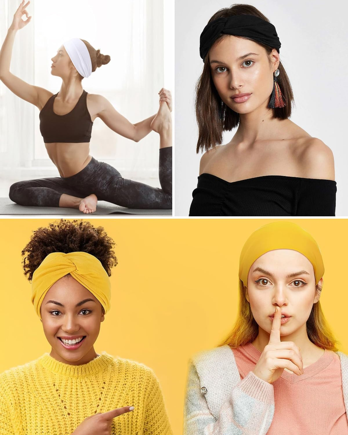 WUNZILO Pack of 6 Women'S Headband Summer Elastic Headbands Sports Headwrap Headband with Bow Soft Twisted Headband Women Children Girls 6 Colours