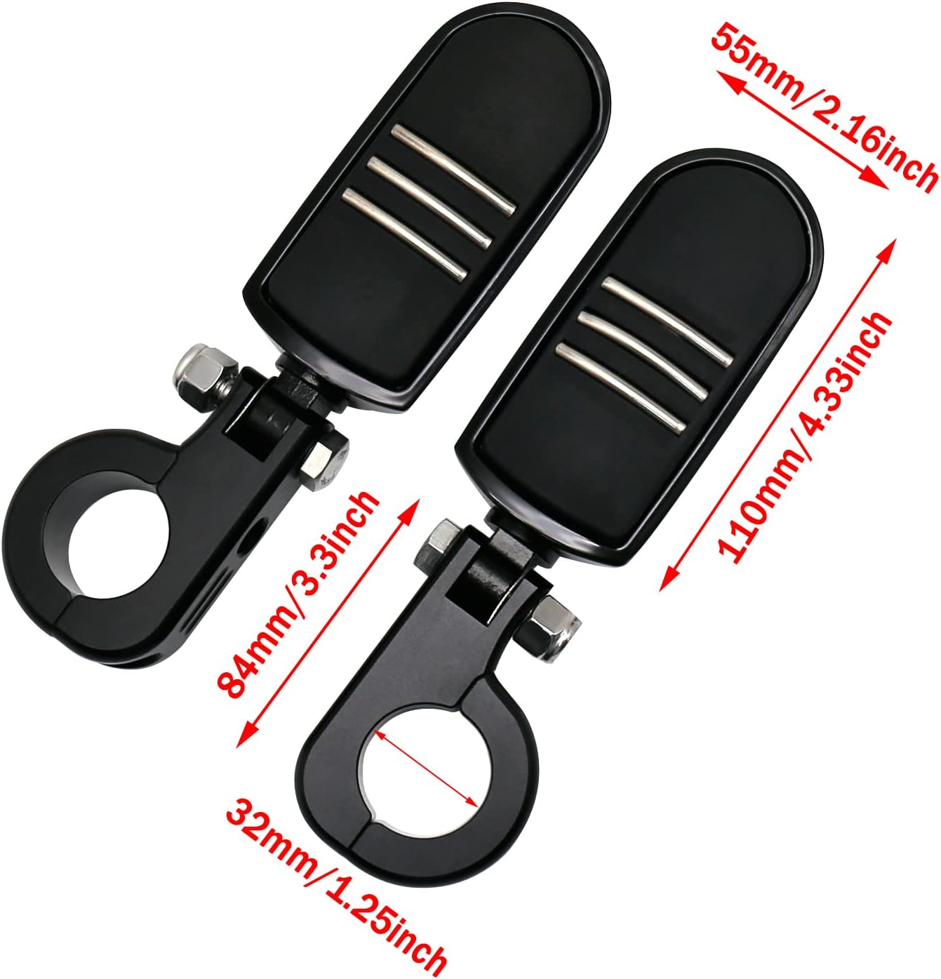 JUNJUMOTO Streamliner Highway Pegs Footpegs and CNC Mount Kit Fit for Harley Sportster Softail Dyna Road King Road Glide Street Glide with 1 1/4 Engine Guard (Black,Style A)