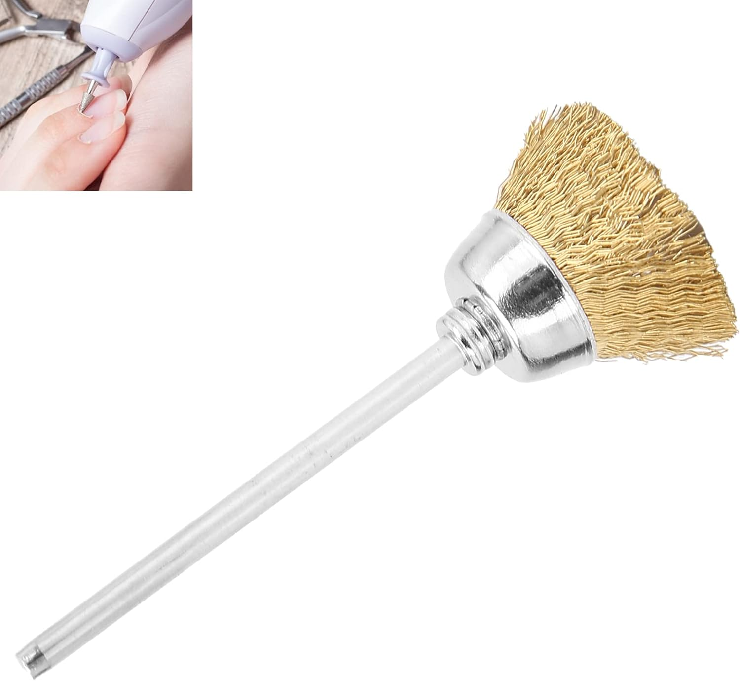 Nail Drill Cleaning Brush, Nail Drill Cleane Portable Manicure Tool Wear-Resistant Durable for Home Use and Nail Salon (Golden Copper Wire Brush) image number 2