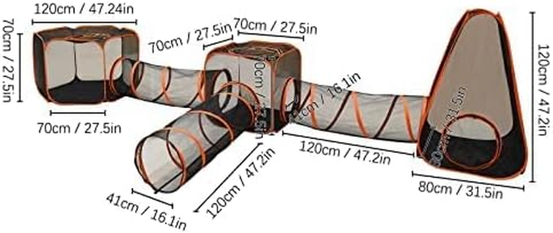 6 in 1 Large Space Cat Fence,Cat Tent with Cat Tunnel for Indoor and Outdoor,Portable Cat Playpen Play Tents Foldable Playhouse for Cats Rabbits Ferrets and Small Animals image number 3