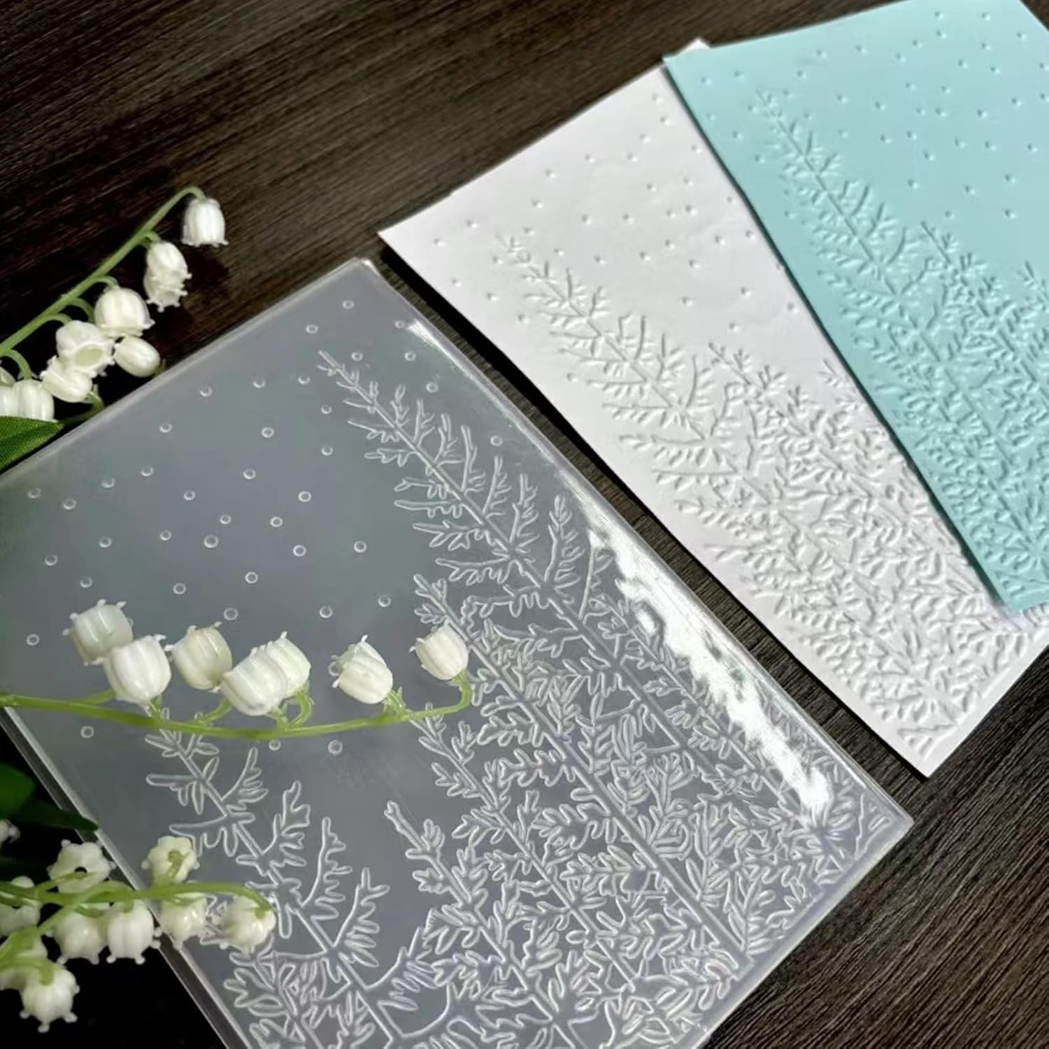 3D Embossing Folder, 6.42X4.53 Inch Pine Tree Embossing Plate Plastic Embossed Template Embossing Folder for Making Cards Scrapbooks Paper Albums DIY Crafts image number 5