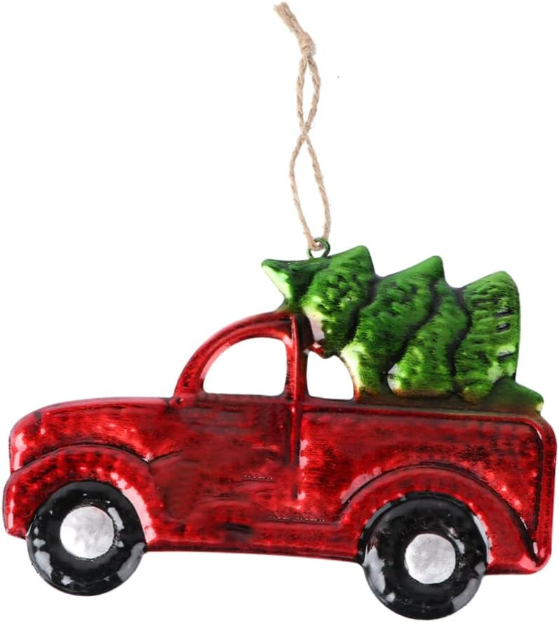 Ciieeo Christmas Car Pendant Iron Truck Hanging Ornament Blue Xmas Tree Hanging Decor Holiday Car Accessories Random Direction