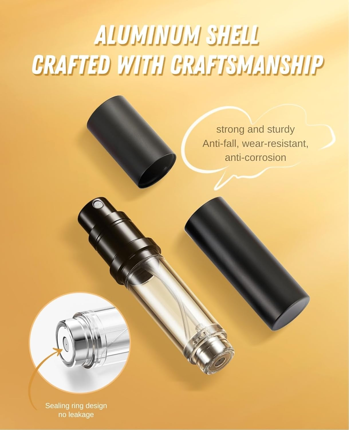 ASADAYS Portable Perfume Atomizer, Refillable Empty Travel Spray Bottle, Nano Mist Bottle, Bottom, Mini Atomizer, Pocket Size, Women and Men (Classic, C.G-2P) image number 2