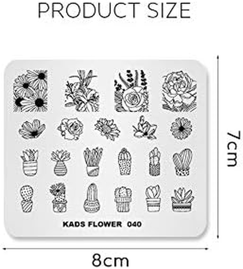 ALEXNAILART Nail Stamping Stencil - Stainless Steel Nail Stencil - Cactus Pattern & Flower Design - DIY Nail Art Tool image number 3