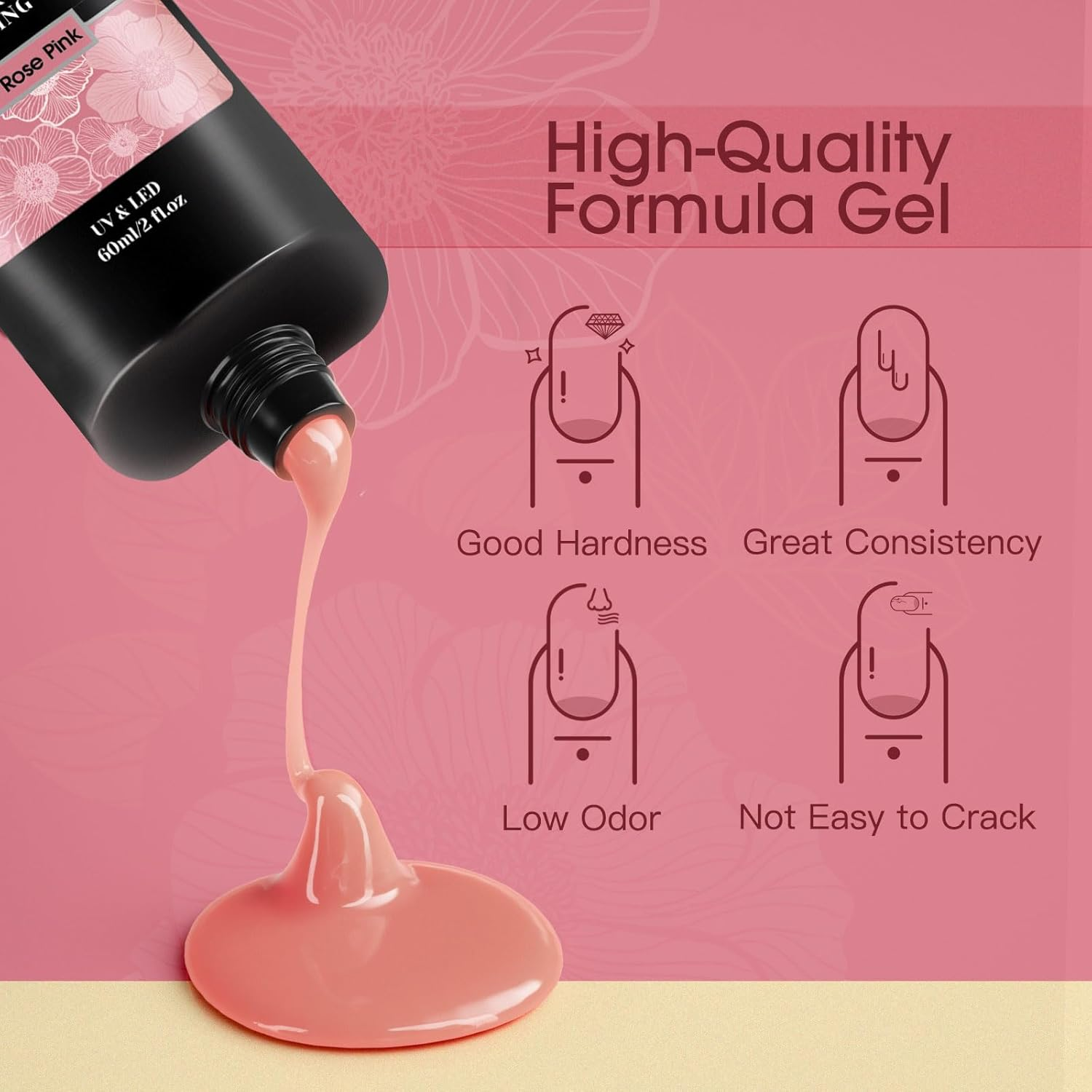 ROSALIND Nude Pink Christmas Poly Nail Gel, 2 Oz Extension Rose Pink Neutral Builder Pink Gel Quick Building, Gel Acrylic Poly in Tubes for Nail Extension image number 1