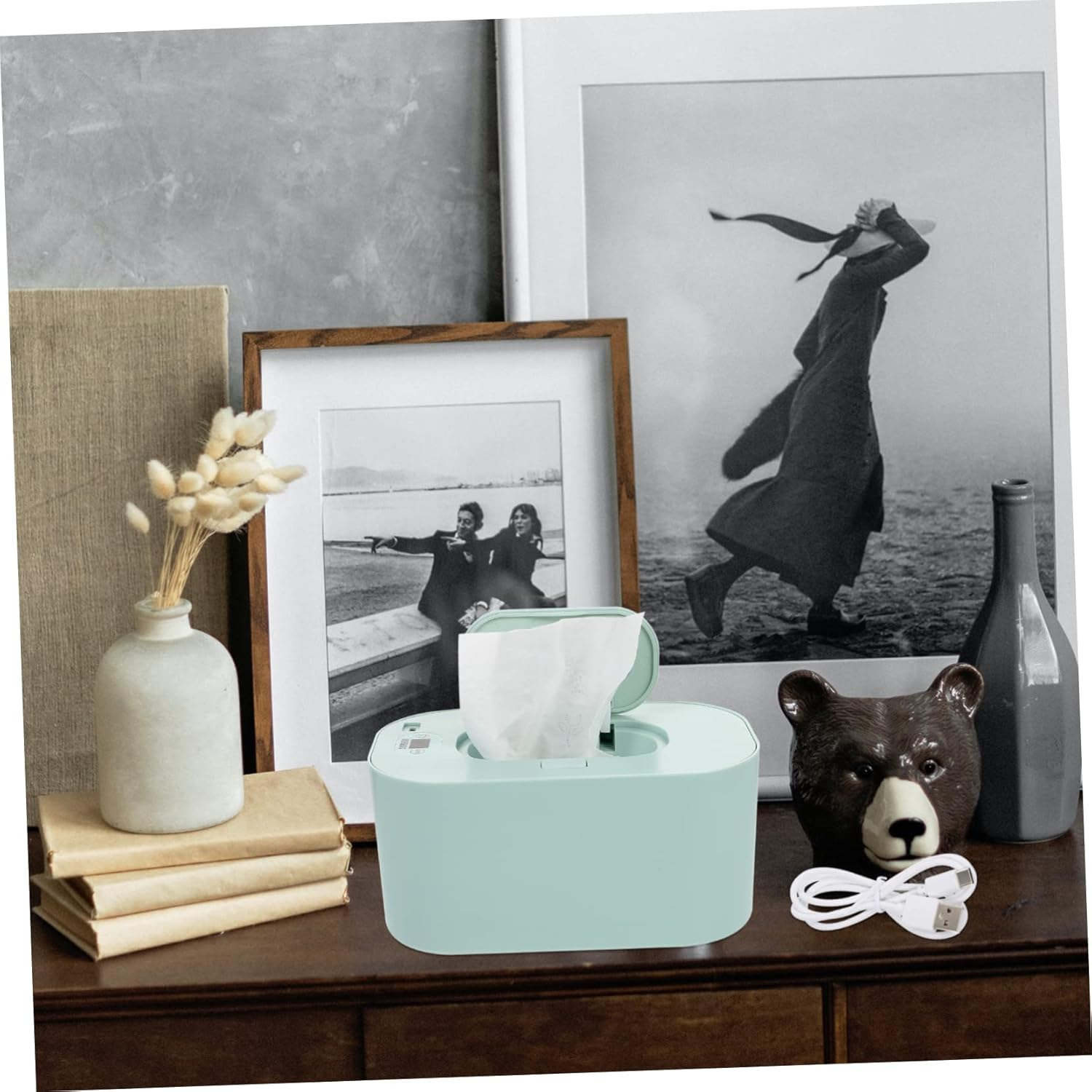 Zerodeko Usb Baby Wipes Warmer Portable Infant Wipe Heating Machine Blue Wet Tissue Warmer for Travel and Home Use image number 1