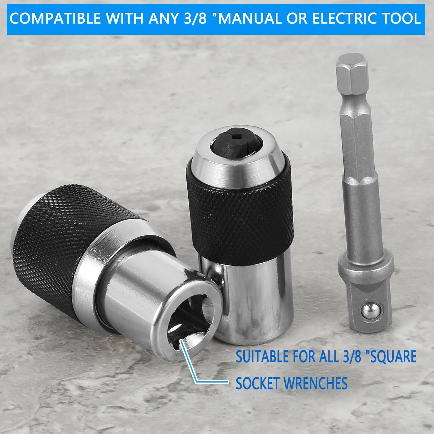 KEWAYO 3PCS Adjustable Tap Socket Set,Tap Sockets with a 3/8" Socket Adapter, Adjustable Tap Extractor Tool,Suitable for Taps,Reamers,Screw Extractors image number 1