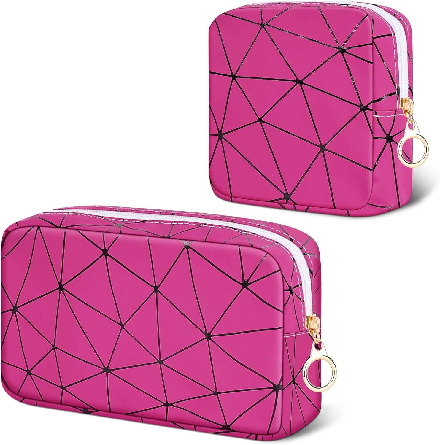 Period Bag for Teen Girls, Leather Sanitary Napkin Storage Bag, Portable Menstrual Pad Bag Period Pads Pouch, Small Make up Bags, Beige Gold, Fashions image number 4