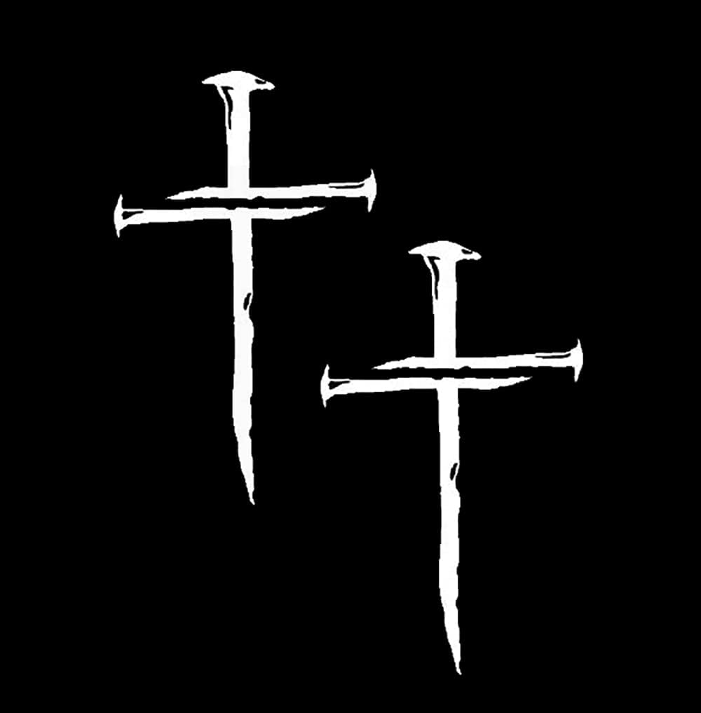 XTRAYXRAY Cross of Nails NOK Sticker Jesus Christian Car Decal Funny Window Bumper Decal Sticker Suitable for Cars, Trucks White 2Pcs