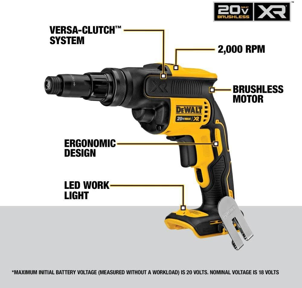 DEWALT 20V MAX XR Screw Gun, Versa-Clutch, Adjustable Torque, Tool Only (DCF622B) image number 1