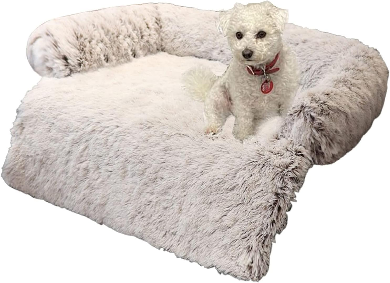 Cotton Plush Pet Sleeping Bed for Dogs and Cats, Dog Couch with Zipper, Washable, Removable, Fluffy Dog and Cat Bed,Coffee,S image number 6