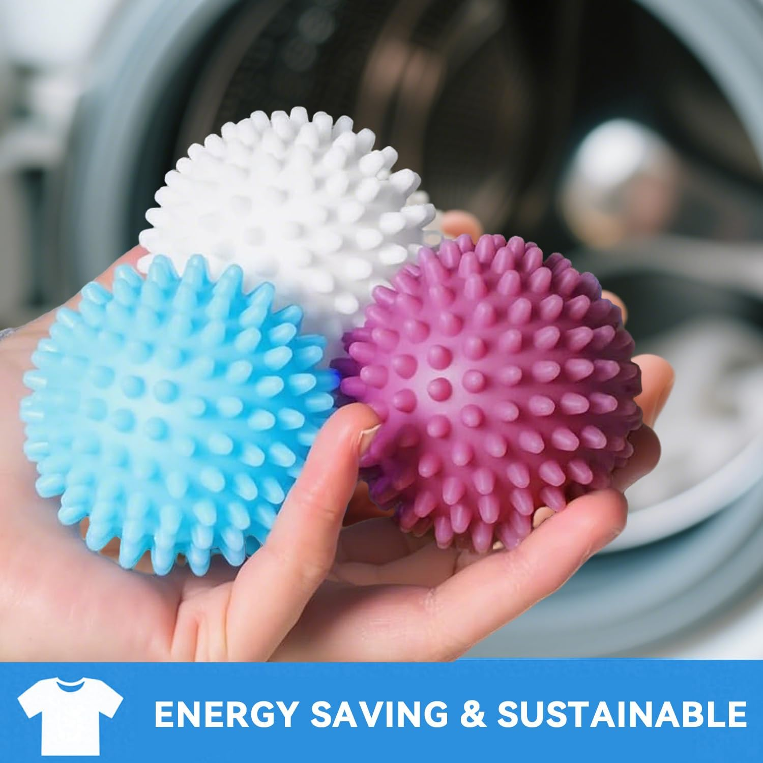 Washing Ball for Washing Machine, Pack of 6 Washing Balls for Washing Machine, Reusable Dryer Balls, Laundry, Drying Ball for Home Clothes, Cleaning image number 6