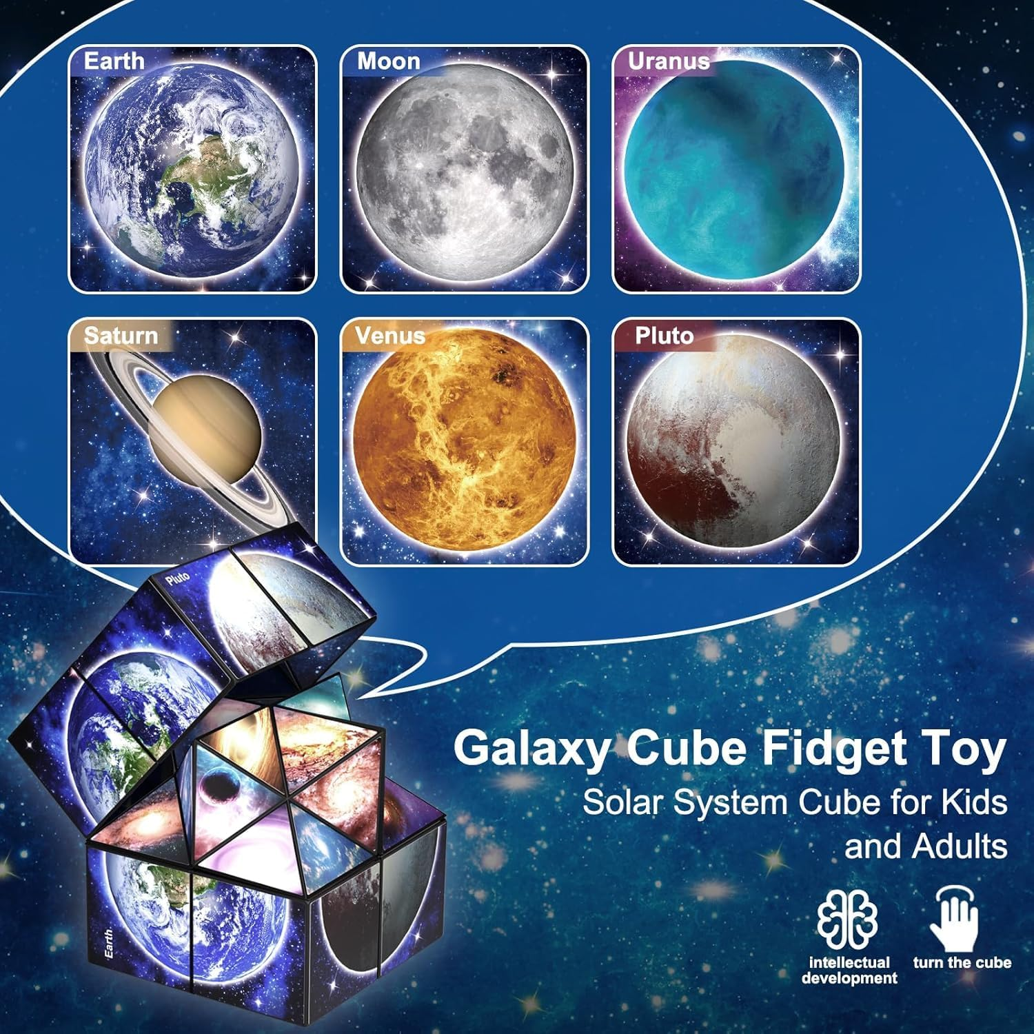 Infinity Cubes Toys for Kids Age 8-12 Birthday Presents for Girls Boys Autism Travel Magic Cube for Children Space Solar System Fidget Puzzles Smart Games Toy for 6 7 8 9 10 11 Year Old Boy Gifts image number 5