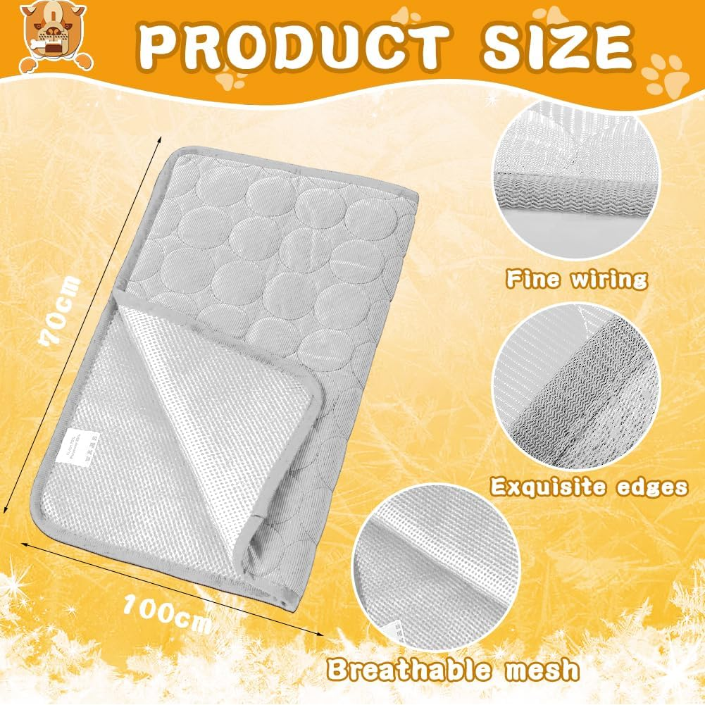 LUPATDY Dog Cooling Mat for Dogs and Cats, Cooling Mat for Cats - Cooling Mat Pets, Self-Cooling Mat Made of Washed Cotton and Cold-Sensitive Fabric for Home on the Go or in the Car