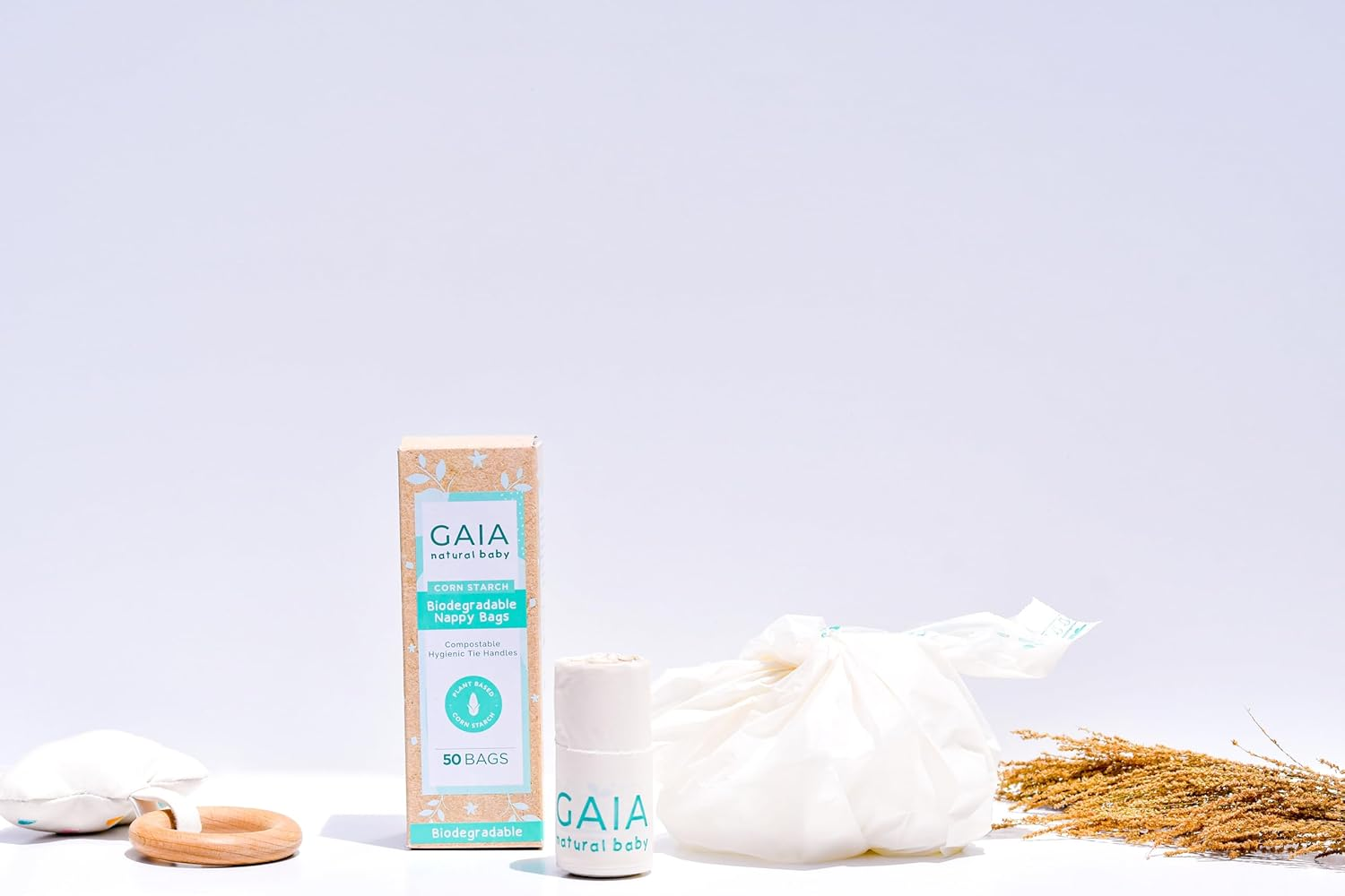GAIA & Babyu Nappy Change Range Bundle - GAIA Cotton Cleansing Pads, Nappy Bags & Babyu Dry Wipes image number 1