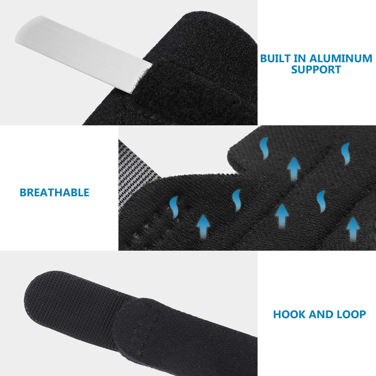 Splint Built-In Aluminium Support Adjustable Brace for (Black) image number 3